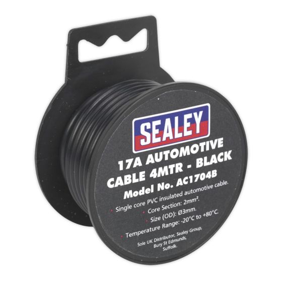 Automotive Cable Thick Wall 17A 4mtr Black Sealey Part No. AC1704B