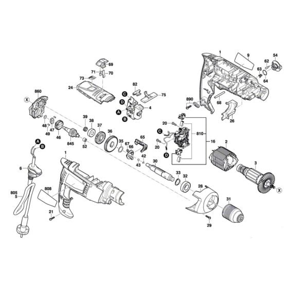 Percussion Drill Assembly for Bosch AdvancedImpact 900