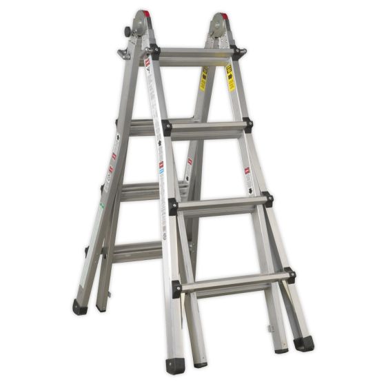 Aluminium Telescopic Ladder 4-Way EN 131 Adjustable Height Sealey Part No. AFPL3