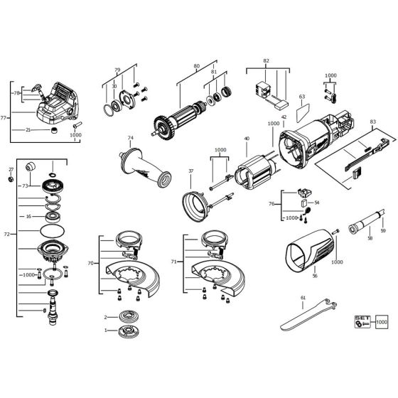 Complete Assembly for Milwaukee AGV10 Angle Grinder