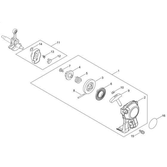 Recoil Starter, Pulley for Shindaiwa AH236S-LW Extended Reach Hedgetrimmer