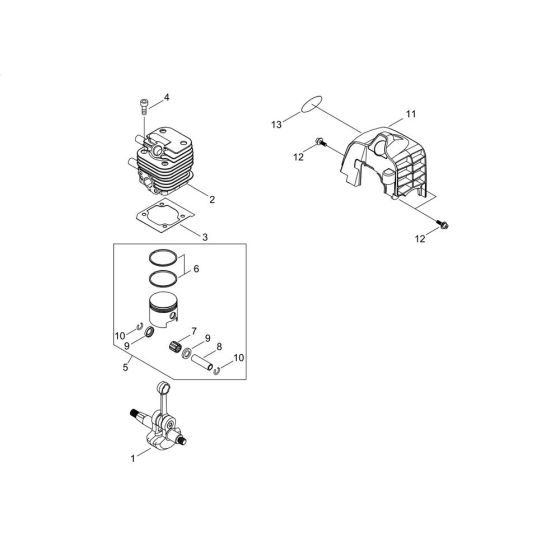 Cylinder, Piston, Crankshaft for Shindaiwa AH243S-LW Extended Reach Hedgetrimmer