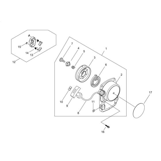 Recoil Starter, Pulley for Shindaiwa AH243S-LW Extended Reach Hedgetrimmer