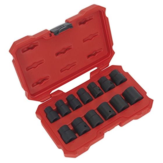 Impact Socket Set 13pc 1/2"Sq Drive Lock-On 6pt Metric Sealey Part No. AK5616M