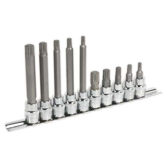 Spline Socket Bit Set 10pc 3/8"Sq Drive Sealey Part No. AK6216