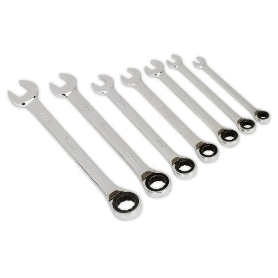 Reversible Ratchet Combination Spanner Set 7pc Metric Sealey Part No. AK63817