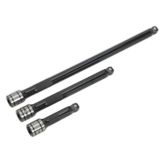 Wobble/Rigid Extension Bar Set 3pc 3/8"Sq Drive Black Series Sealey Part No. AK7691