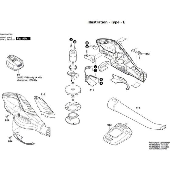 Cordless Garden Blower & Vacuum Assembly for Bosch ALB 18 LI