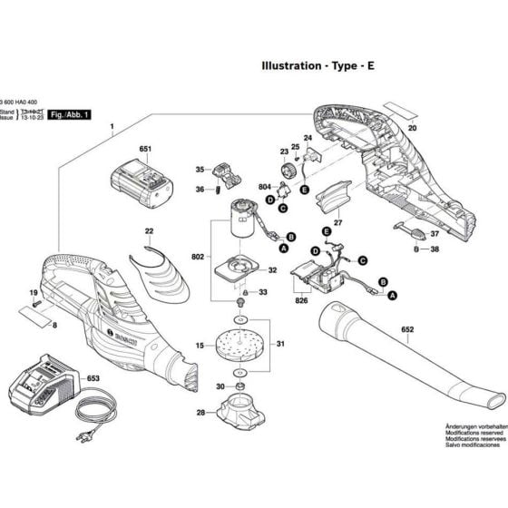 Cordless Leaf Blower Assembly for Bosch ALB 36 LI