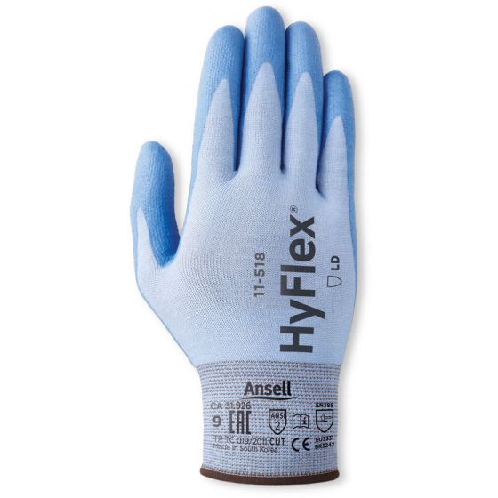 Ansell Hyflex 11-518 Glove PU Coated Level 3 Abrasion & Cut Protection L