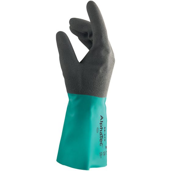 Ansell Grip Glove Alphatec 58-270 Double Wall Nitrile Shell Nylon Liner XS