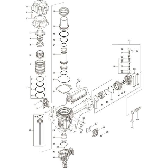 Main Assembly for Makita AN635H Pin Nail Guns
