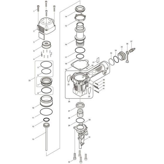 Main Assembly for Makita AN911H Pin Nail Guns
