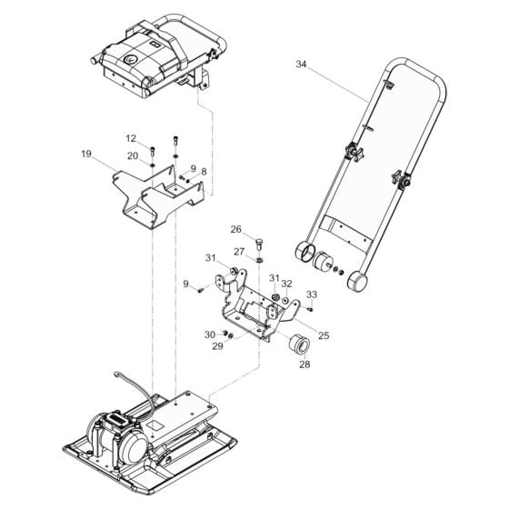 Handle Assembly for Wacker AP1840e Plate Compactor