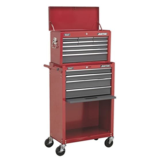 Topchest & Rollcab Combination 13 Drawer with Ball Bearing Slides - Red/Grey Sealey Part No. AP22513BB