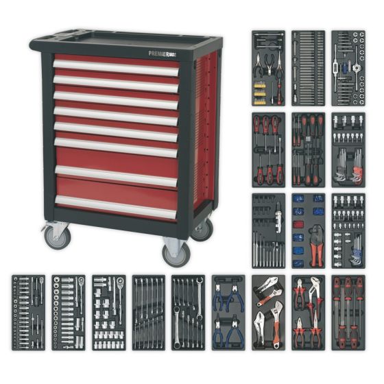 Rollcab 8 Drawer with Ball Bearing Slides & 707pc Tool Kit Sealey Part No. AP2408TTC08