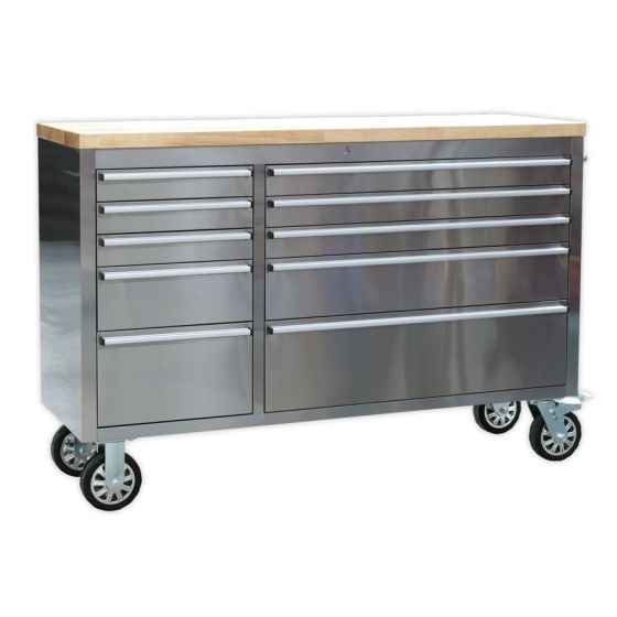 Mobile Stainless Steel Tool Cabinet 10 Drawer Sealey Part No. AP5510SS