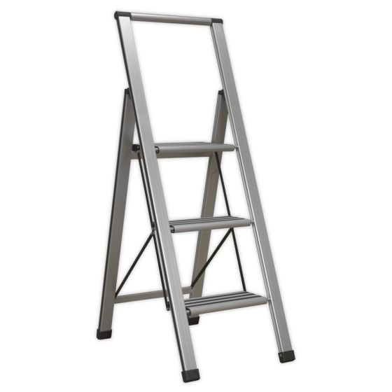 Aluminium Professional Folding Step Ladder 3-Step 150kg Capacity Sealey Part No. APSL3