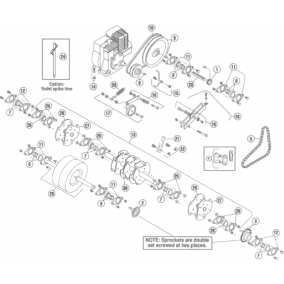 Power Train and Tine Motor Assembly for Husqvarna AR19 Lawn Care Equipment