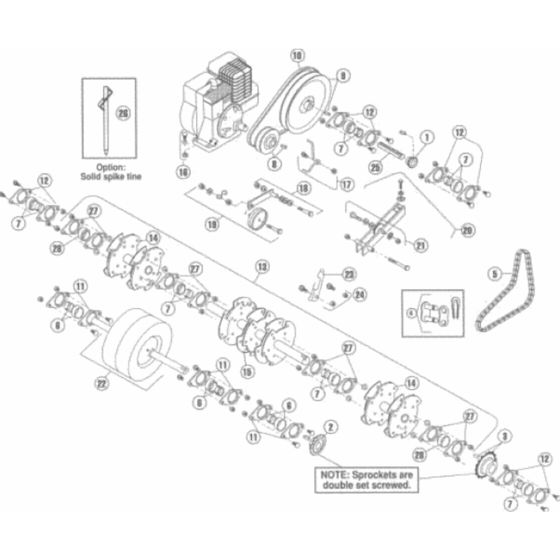 Power Train and Tine Motor Assembly-2 for Husqvarna AR25 Lawn Care Equipment