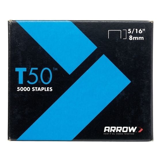 T50 Staples 8mm (5/16in) Pack 5000 (4 x 1250) by Arrow - A505