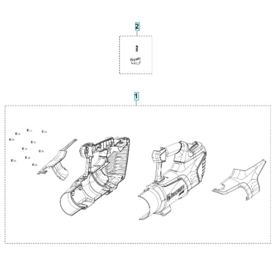 Housing Assembly for Husqvarna Aspire B8X-P4A Battery Blower