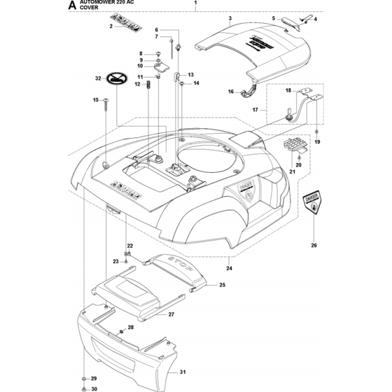 Cover Assembly for Husqvarna Automower 220 AC