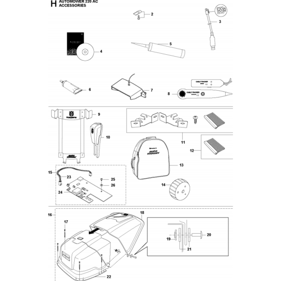 Accessories-1 Assembly for Husqvarna Automower 220 AC