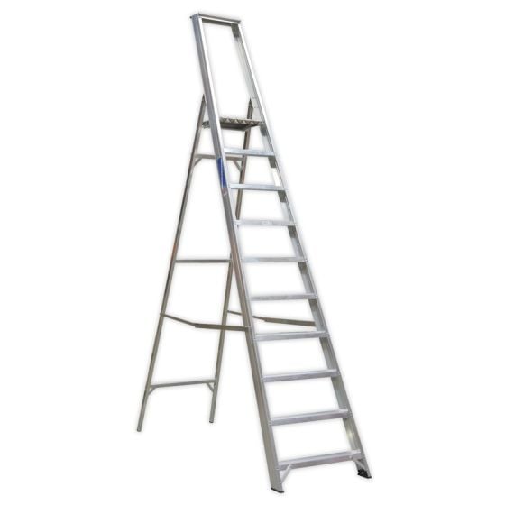 Aluminium Step Ladder 10-Tread Industrial BS 2037/1 Sealey Part No. AXL10