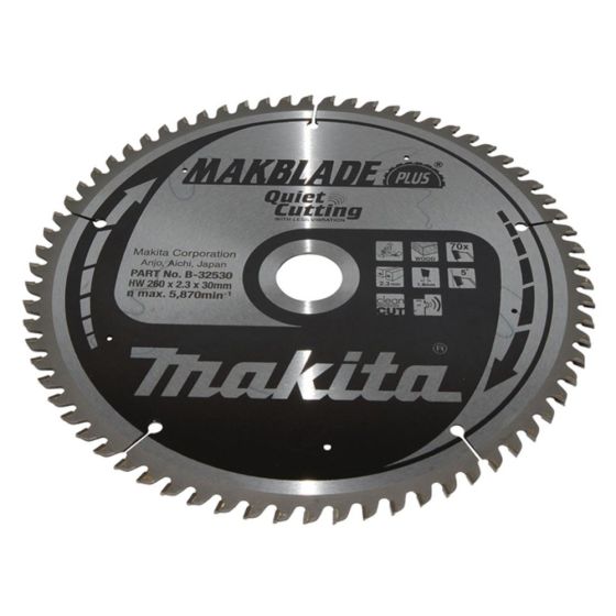 Circular Saw Blade, Makblade+, T.C.T, 260x30mm, 70Teeth - OEM No. B-32530