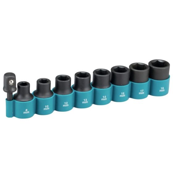 Makita 1/2" Impact Socket & Adapter Set (9 Pieces) - OEM No. B-54645