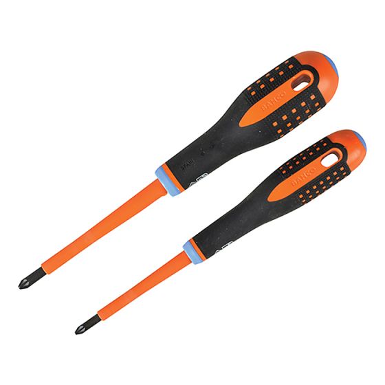 Insulated ERGO Combi Screwdriver Twin Pack PZ1/SL5 & PZ2/SL6 by Bahco - BE-9890S