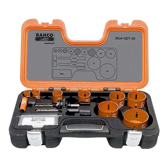 Professional Holesaw Set 3834-95 Sizes: 16-64mm by Bahco - 3834-SET-95