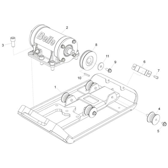 Baseplate Assembly for Belle PCLX 13/33 Forward Plate Compactor