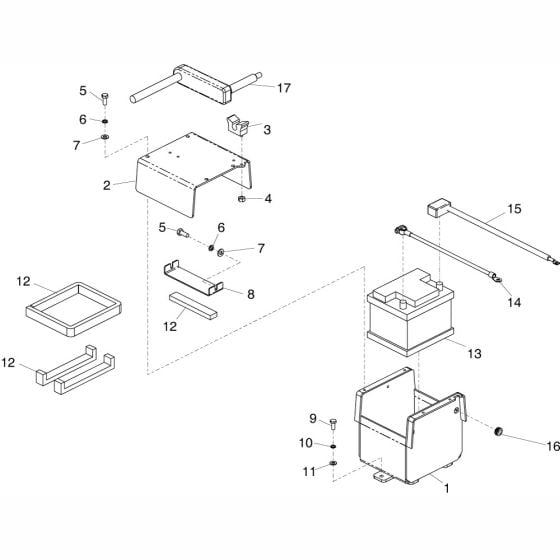 Battery Holder Assembly for Altrad Belle RPC60 Reversible Plate