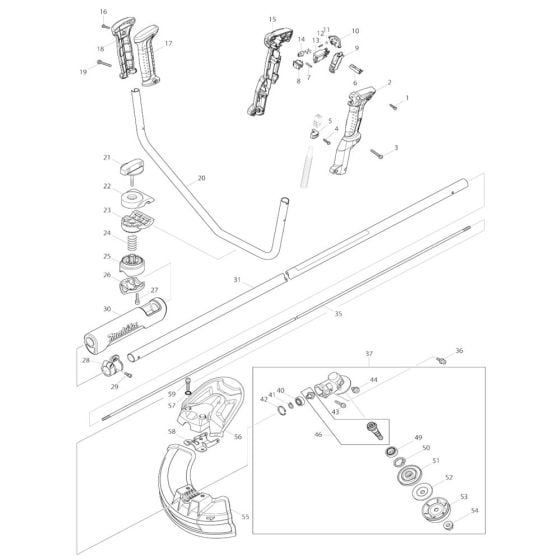 Handle, Pipe, Shield Assembly for Makita BC231UD Brushcutter