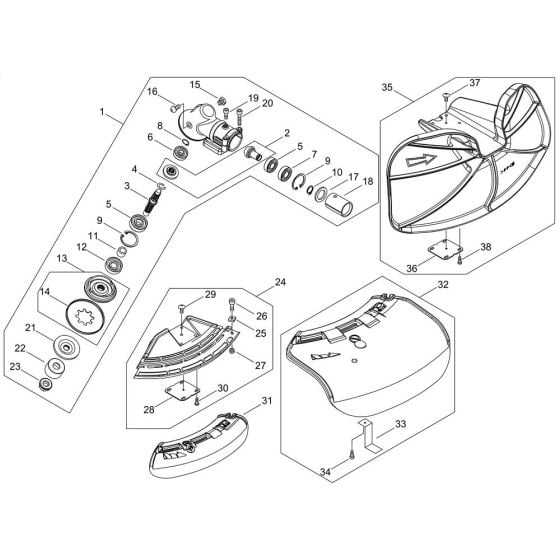 Gear Case, Shield for ECHO BCLS-520ES Brushcutter