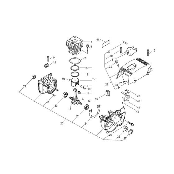 Cylinder, Crankcase, Piston for ECHO BCLS-580 Brushcutter