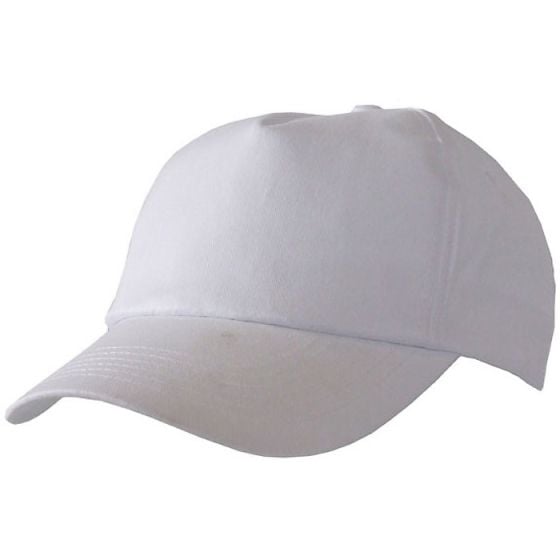 Baseball Cap Pre-Curved Standard Peak Fabric 5 Panel Low Profile Style Wht