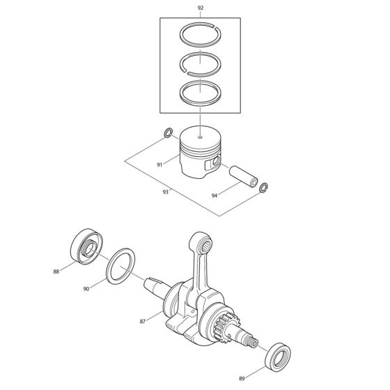 Crankshaft, Piston Assembly for Makita BCX2500 Brushcutter