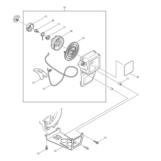 Starter Assembly for Makita BCX2500 Brushcutter