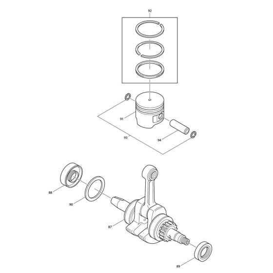 Crankshaft, Piston Assembly for Makita BCX2510 Brushcutter