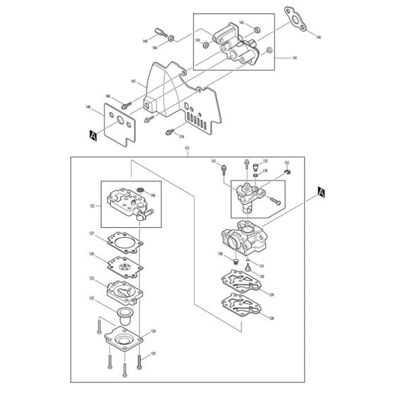 Carburettor Assembly for Makita BCX3400 Brushcutter