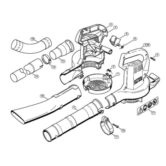 Housing BE 55 Assembly -1 for Stihl/ Viking BE 55 Electric Blower