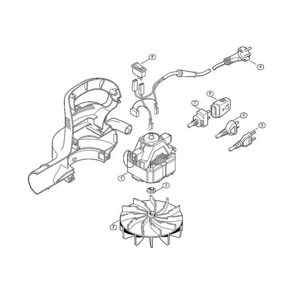 Electric Motor Assembly  for Stihl/ Viking BE 600 Electric Blower