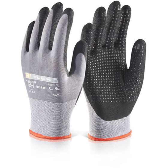 Knitted Nylon/Spandex Glove Nitrile & PU Coating Palm Mix Dotted Black SML