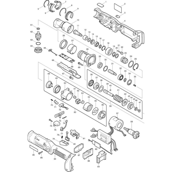 Main Assembly for Makita BFL301R 14.4V Angle Grinder Drill