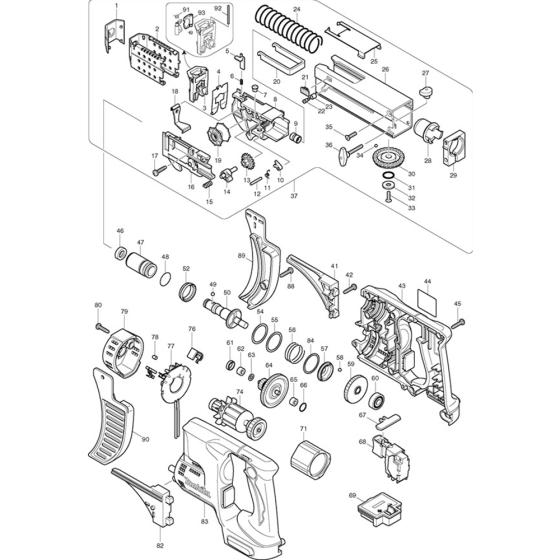 Main Assembly for Makita BFR540 14.4v Autofeed Cordless Screwgun