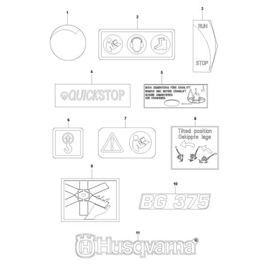 Decals for Husqvarna BG 375 Trowel