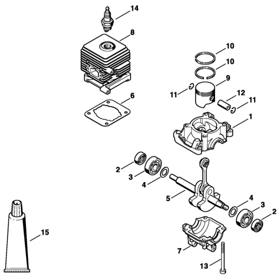 Crankcase and Cylinder Assembly for Stihl BG45 Blower